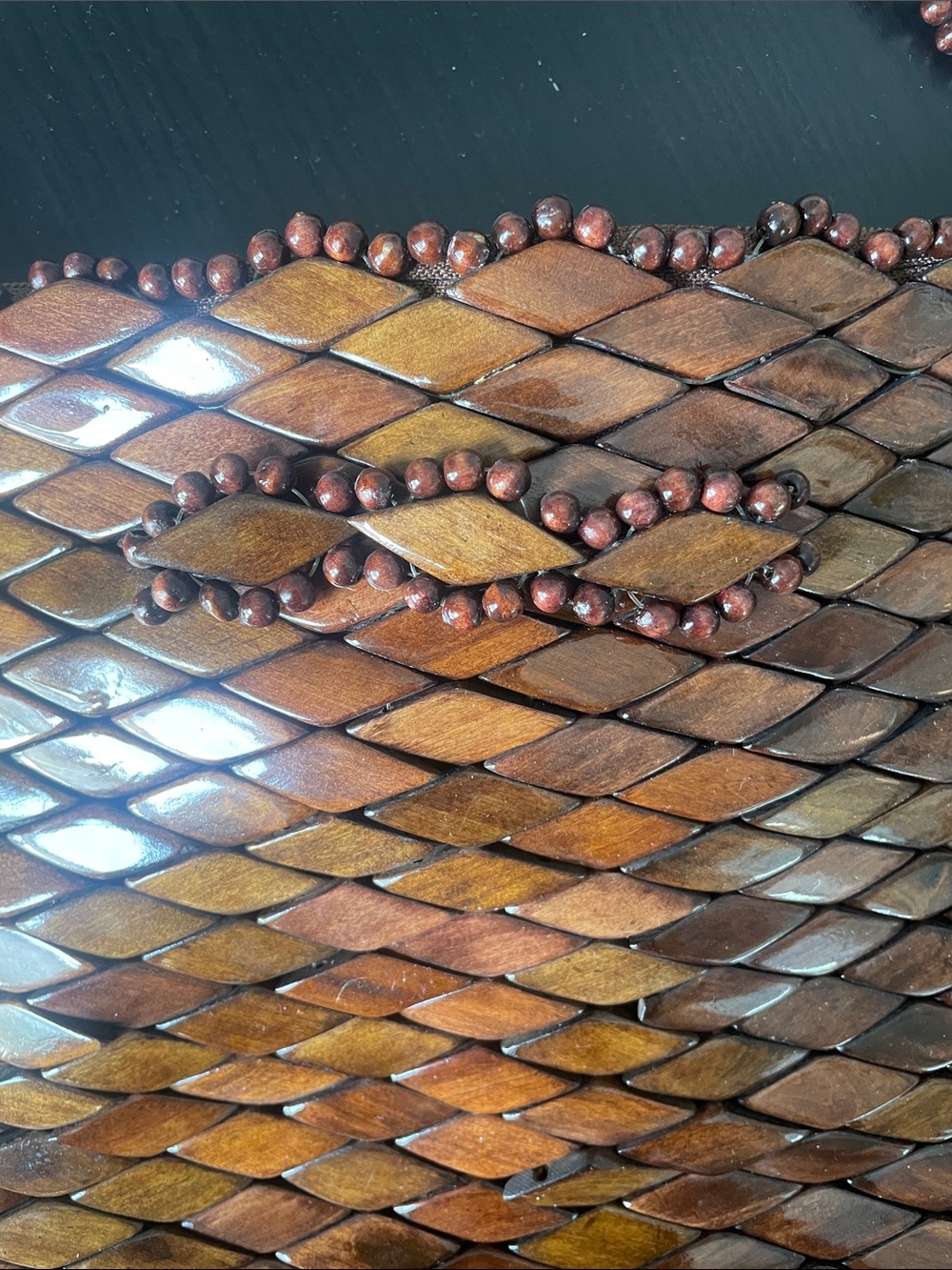 Handmade Wooden beaded purse - Picture 5 of 10